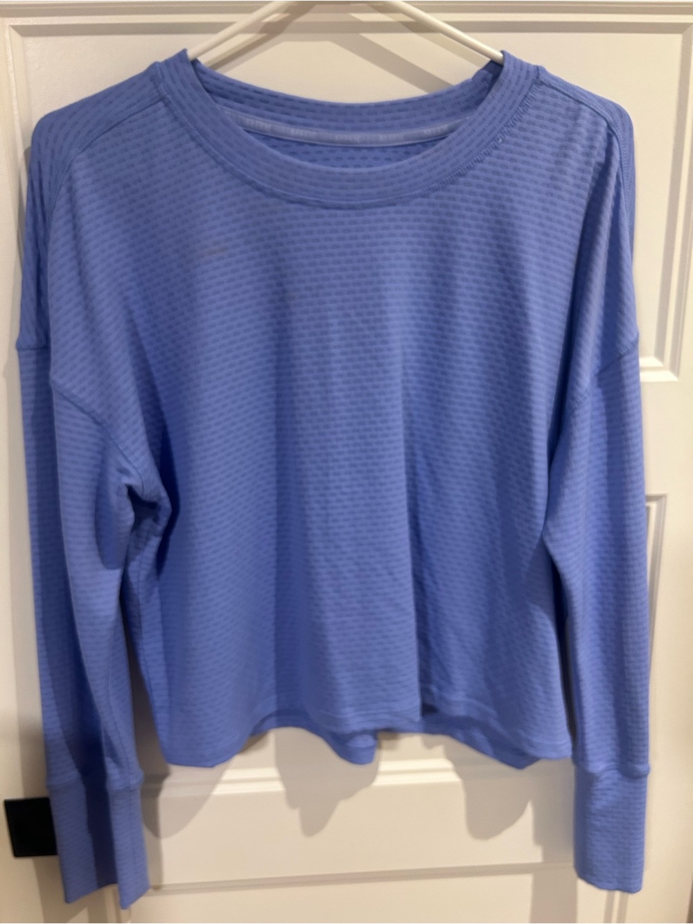 RBX Women's Light Blue Long Sleeve Waffle Knit Top